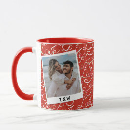 Taza Modern Love Script Couple Photo Custom Initial