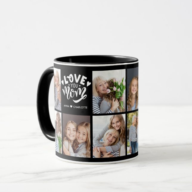 Taza Modern Love You Mom Custom Photo Collage Mother (Anverso izquierdo)