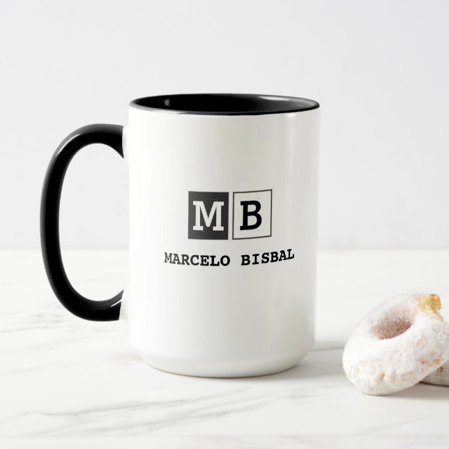 Taza Modern Minimal Typography White Paper Square (Con donut)
