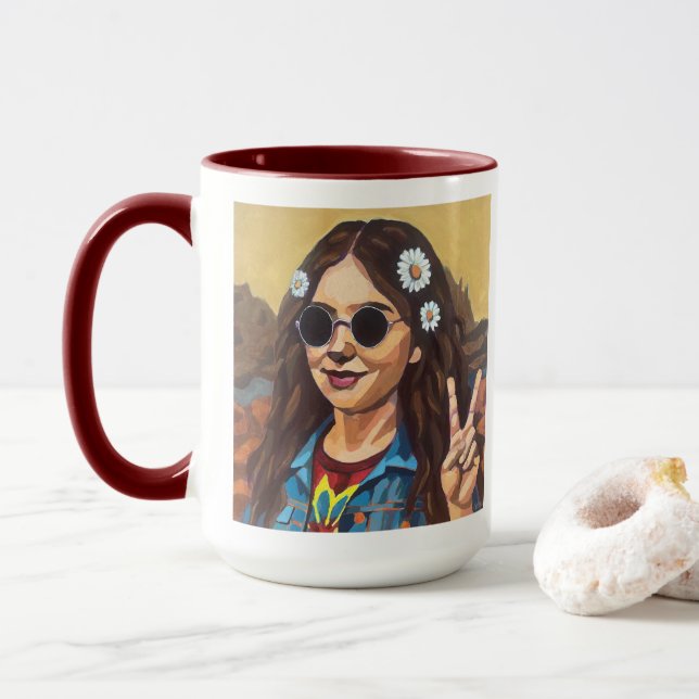 Taza Modern Mona Lisa Painting - Inspired by da Vinci (Con donut)