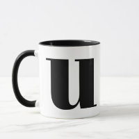 Modern Monogram Initial Letter U Black and White