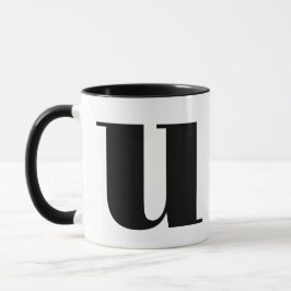 Taza Modern Monogram Initial Letter U Black and White