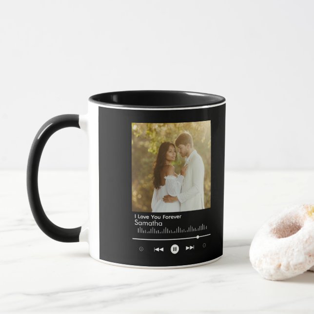 Taza Modern Music Player Frame  Add Title, Name Photo (Con donut)