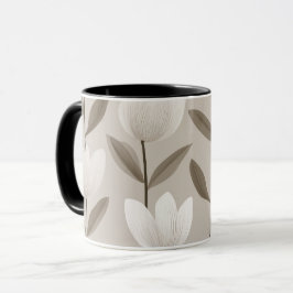 Taza Modern Neutral Tulip Ivory Floral Pattern
