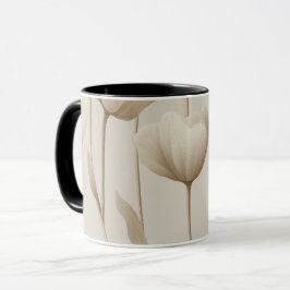 Taza Modern Neutral Tulip Ivory Floral Pattern