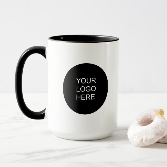 Taza Modern Simple Upload Your Business Logo Combo (Con donut)
