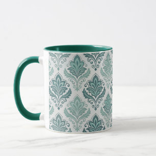 Taza Modern Teal Nordic Damask