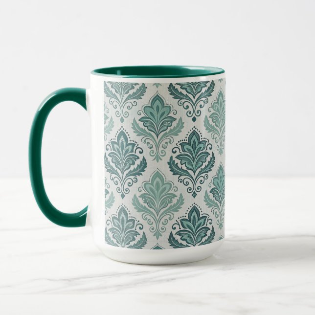 Taza Modern Teal Nordic Damask (Izquierda)