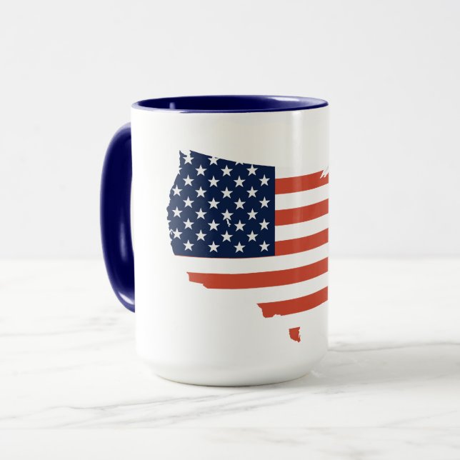 Taza Modern USA Map Outline - American Pride White Mug (Anverso izquierdo)