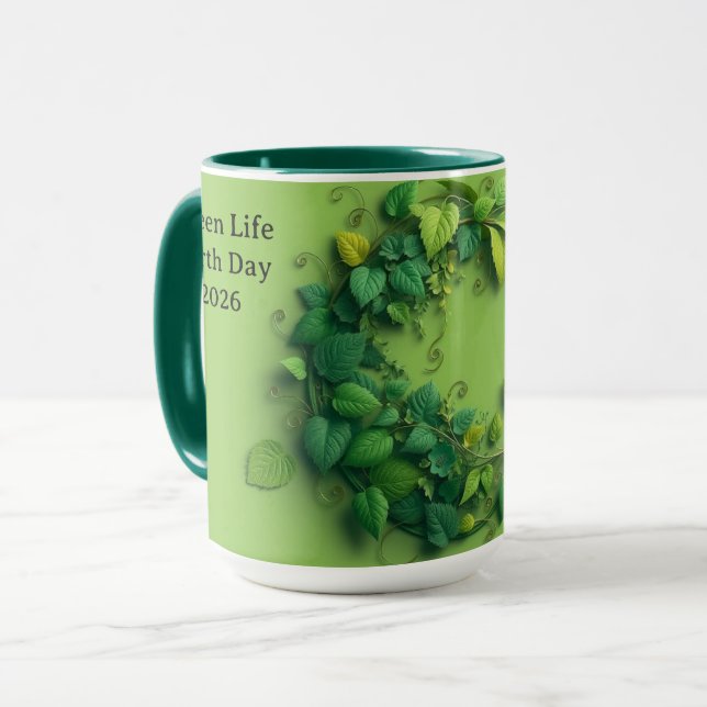 Taza Modern Verdant Lifecycle Leafy Wreath (Anverso izquierdo)