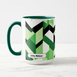 Taza Modern Wasabi Green Block Chevron Design