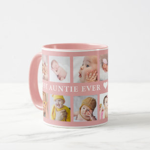 Taza Moderna 12 Collages de fotos Mejor Tía Nunca Rosa