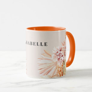 Taza Moderna acuarela bohemia naranja pastel floral