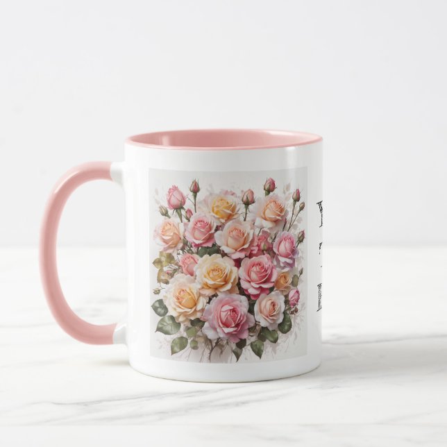 Taza Moderna acuarela Cute Roses Rosa Flor Mug (Izquierda)