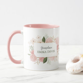 Taza Moderna acuarela escritura floral elegante abuela 