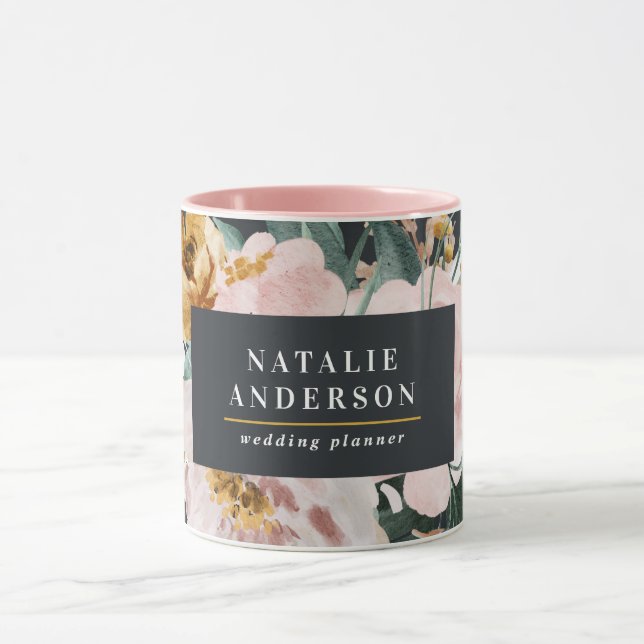 Taza Moderna acuarela floral y follaje elegante (Centro)