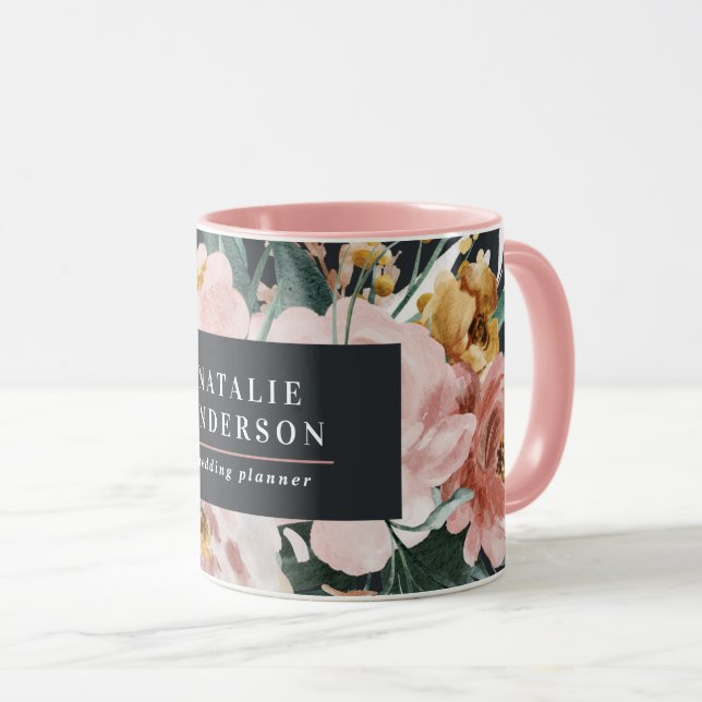 Taza Moderna acuarela floral y follaje elegante (Anverso derecho)