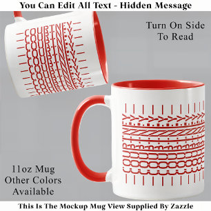 Taza moderna con mensaje oculto y nombre en rojo 1