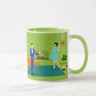 Taza moderna de los pares de los mediados de siglo