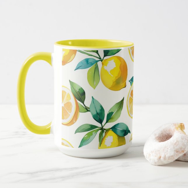 Taza Moderna ducha de novia con escritura floral azul l (Con donut)