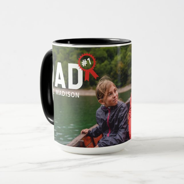 Taza Moderna foto de papá con nombre personalizado Día  (Anverso izquierdo)