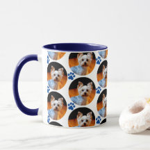 Moderna foto Mascota foto Blue Paw Print Pattern M