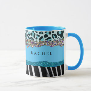 Taza moderna glamurosa y femenina azul turquesa