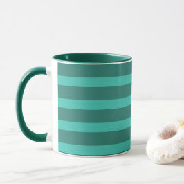 Taza Moderna Marina simple azul nombre de dos franjas d