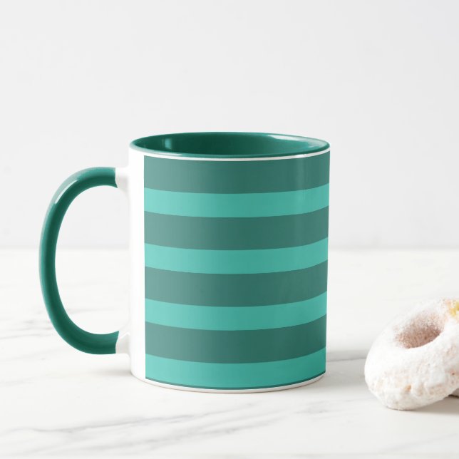 Taza Moderna Marina simple azul nombre de dos franjas d (Con donut)