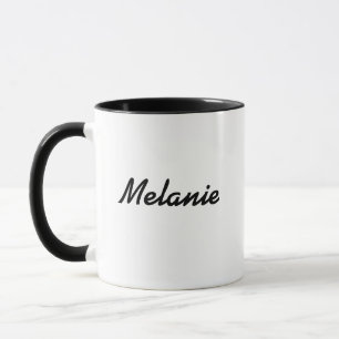 Taza moderna minimalista negra y blanca con nombre