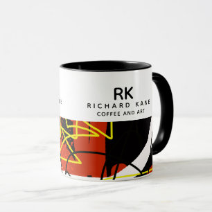 Taza Moderna muestra de arte semiabstracta con nombre