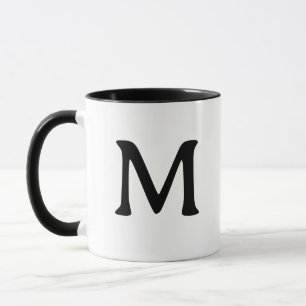 Taza moderna negra y blanca con monograma personal