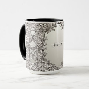 Taza moderna ornamentada de plata