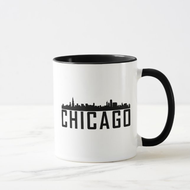 Taza Moderna silueta de la línea aérea de Chicago City (Derecha)