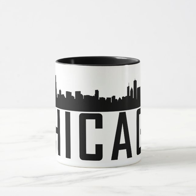 Taza Moderna silueta panorámica de la ciudad de Chicago (Centro)