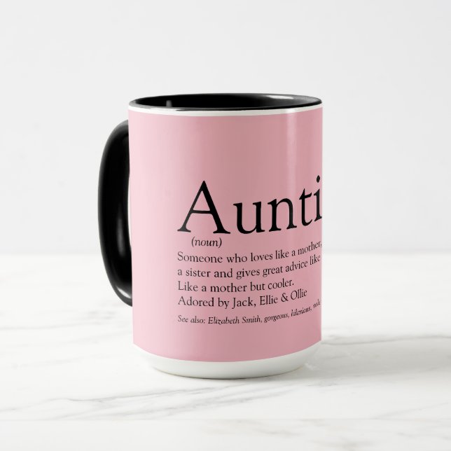 Taza Moderna Tía Tía Tía Definición Divertida Rosa (Anverso izquierdo)