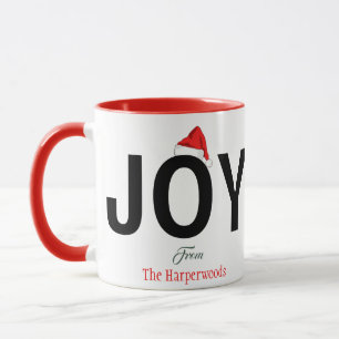 Taza Moderna y audaz JOY Familia de Navidades Sencillos