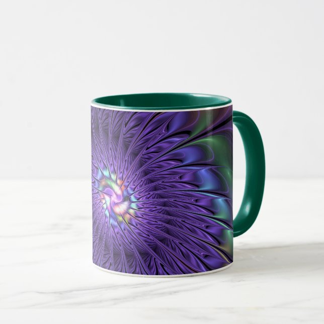 Taza Moderna y colorida moda Resumen Flor Fractal (Anverso derecho)