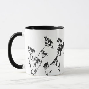 Taza Moderna y elegante flor Black White Meadow