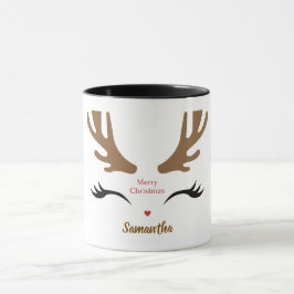 Taza Moderna y linda cara de reno navideño