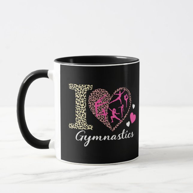Taza Moderna y moderna Cute I Love Gymnastics Leopard (Izquierda)