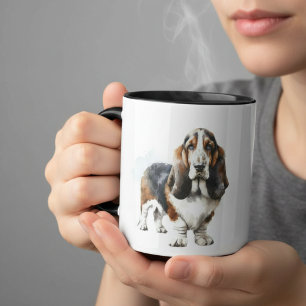 Taza Modernas Browns/Black Basset Hound Personalize