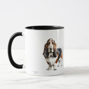 Taza Modernas Browns/Black Basset Hound Personalize