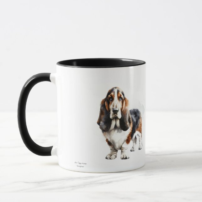 Taza Modernas Browns/Black Basset Hound Personalize (Izquierda)
