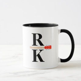 Taza Moderno 2-negras-iniciales Monograma blanco transp