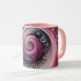 Taza Moderno Abstracto Simple Remolino Rosa y Púrpura