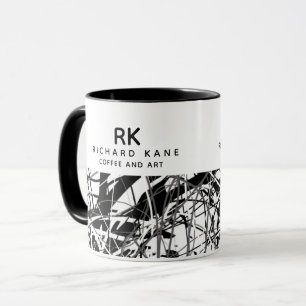 Taza Moderno B&W semiabstracto Art Mug con nombre
