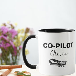 Taza Moderno CO-PILOT Mensajes de texto y aviones, rega