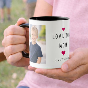 Taza Moderno Collage de 2 Fotos Te Amo Mamá