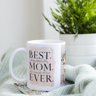 Taza Moderno Collage Photo Pink Happy Mothers Day